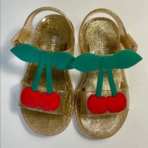 Carters Girls Cherry Cherries Gold Glitter Sandals